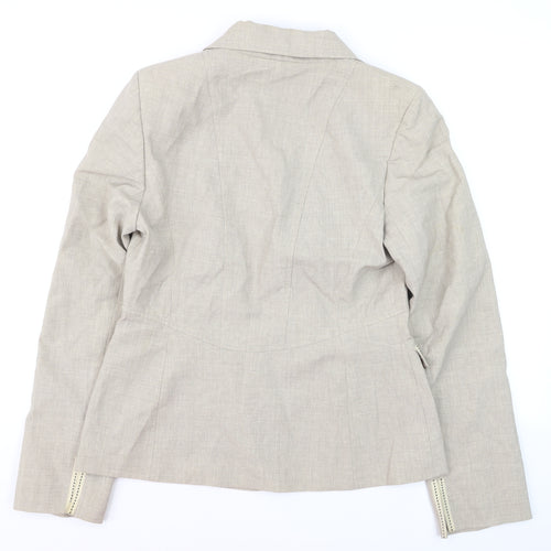 Coast Women Beige Linen Blend Single-Breasted Blazer Size 14