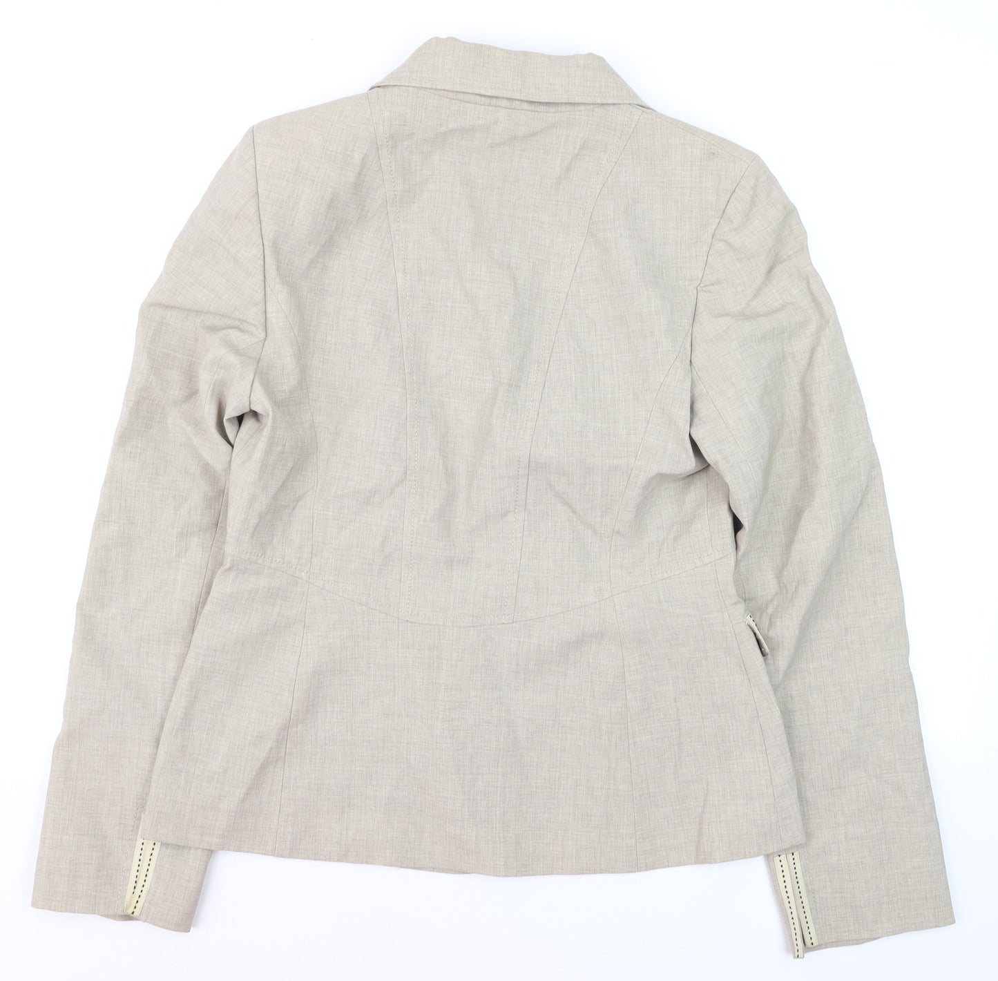 Coast Women Beige Linen Blend Single-Breasted Blazer Size 14
