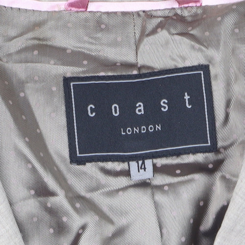 Coast Women Beige Linen Blend Single-Breasted Blazer Size 14