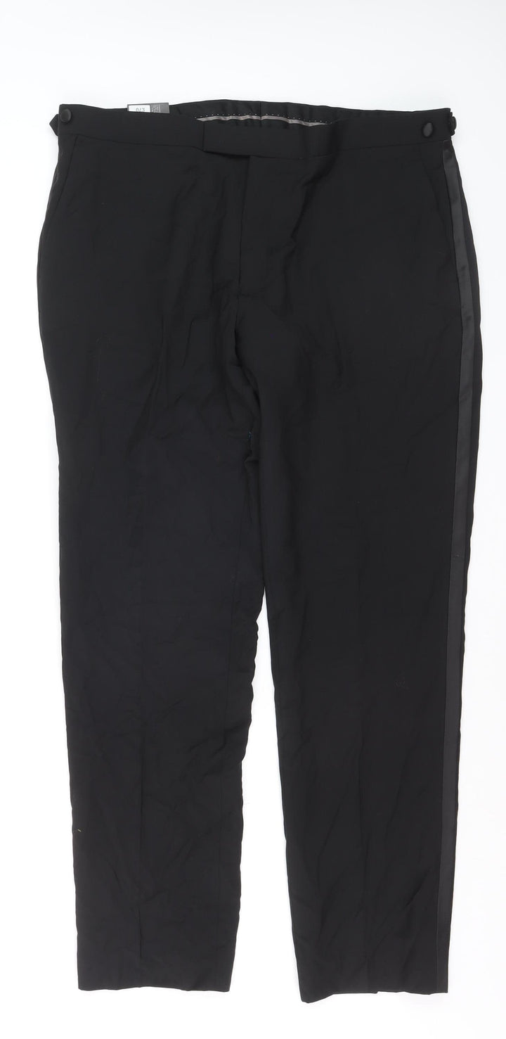 Marks and Spencer Autograph Black Wool Blend Tailored Women's Trousers 38in Waist