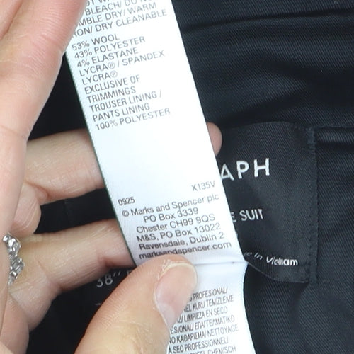 Marks and Spencer Autograph Black Wool Blend Tailored Women's Trousers 38in Waist