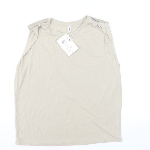 ONLY Women's Beige Sleeveless Modal Blend Tank Top Size S