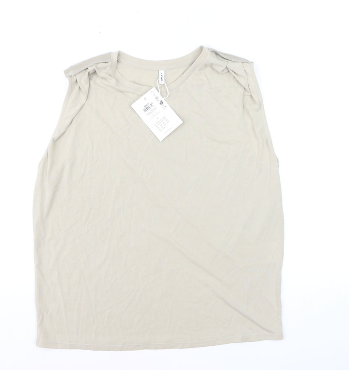 ONLY Women's Beige Sleeveless Modal Blend Tank Top Size S
