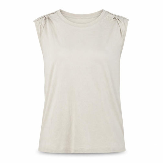 Front view of Only Women's Beige Sleeveless Modal Blend Tank Top, size S