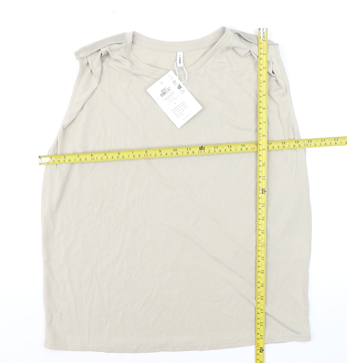 ONLY Women's Beige Sleeveless Modal Blend Tank Top Size S