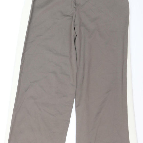 F&F Women’s Brown Wide Leg Trousers Size 10 Elastic Waist Viscose Blend