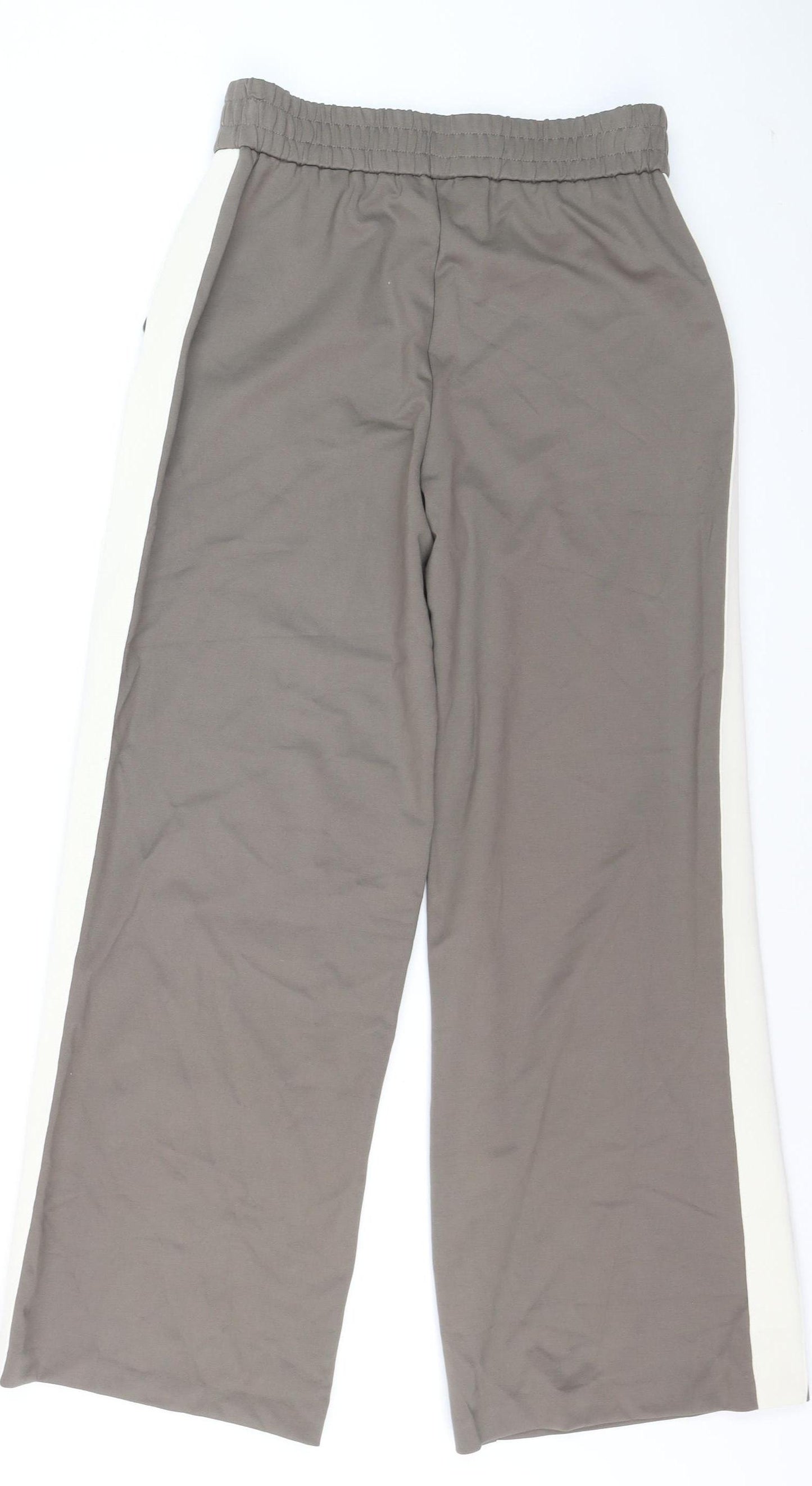 F&F Women’s Brown Wide Leg Trousers Size 10 Elastic Waist Viscose Blend