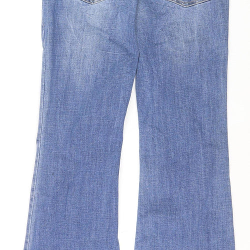 Stradivarius Women’s Blue Flared High Rise Jeans Size 12 Flare Slit