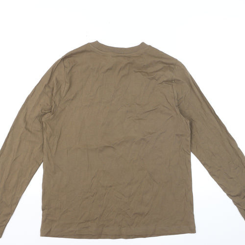 Marks and Spencer Women Brown Long Sleeve Cotton T-Shirt Size 12