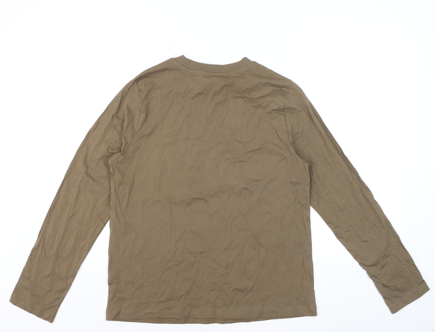 Marks and Spencer Women Brown Long Sleeve Cotton T-Shirt Size 12