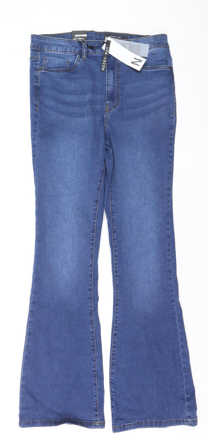 Noisy May Women's Blue High Waist Flared Jeans Size 12
