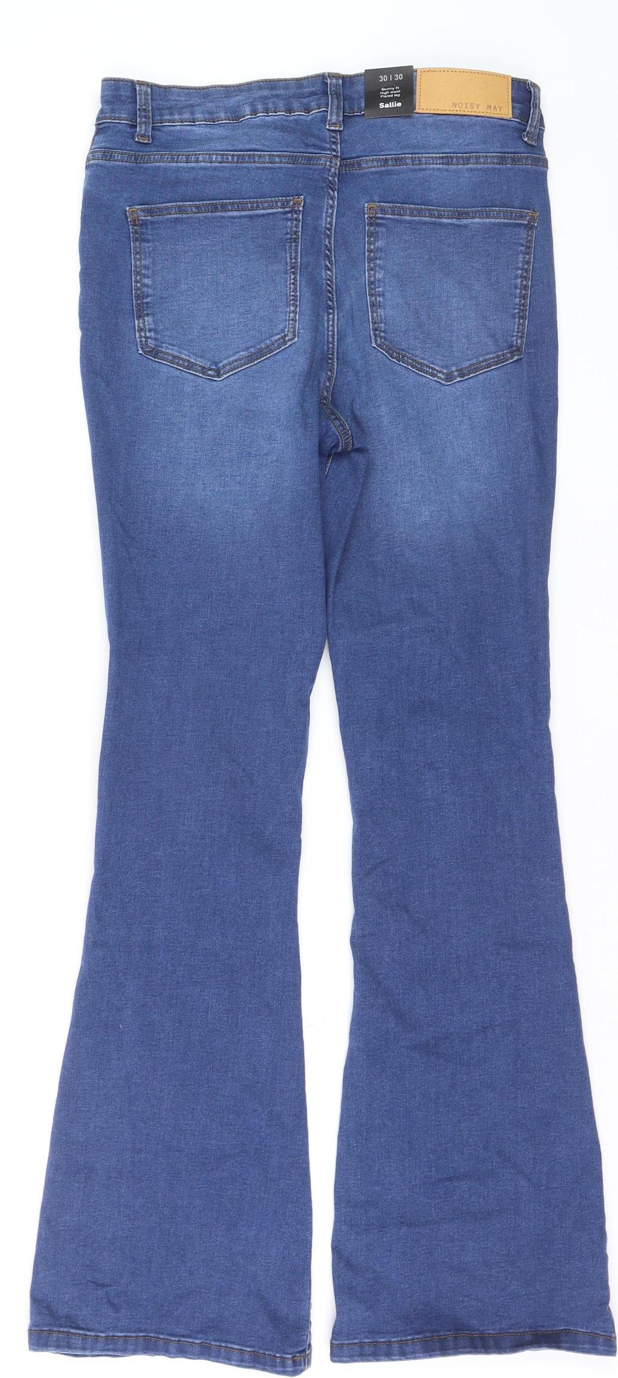 Noisy May Women's Blue High Waist Flared Jeans Size 12
