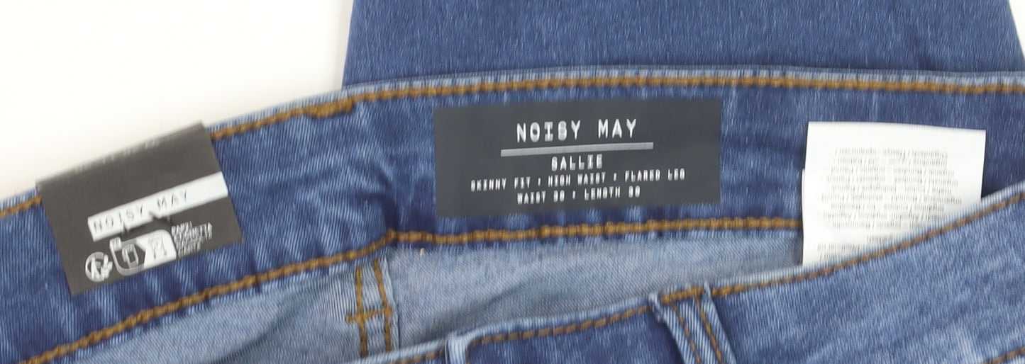 Noisy May Women's Blue High Waist Flared Jeans Size 12