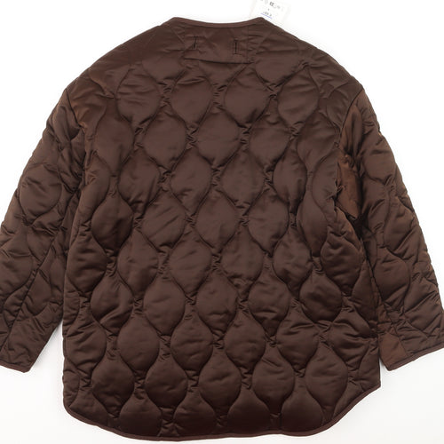 ZARA Women Brown Quilted Padded Mid-Length Jacket XS