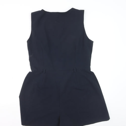 River Island Women's Blue Sleeveless Button Playsuit Size 16