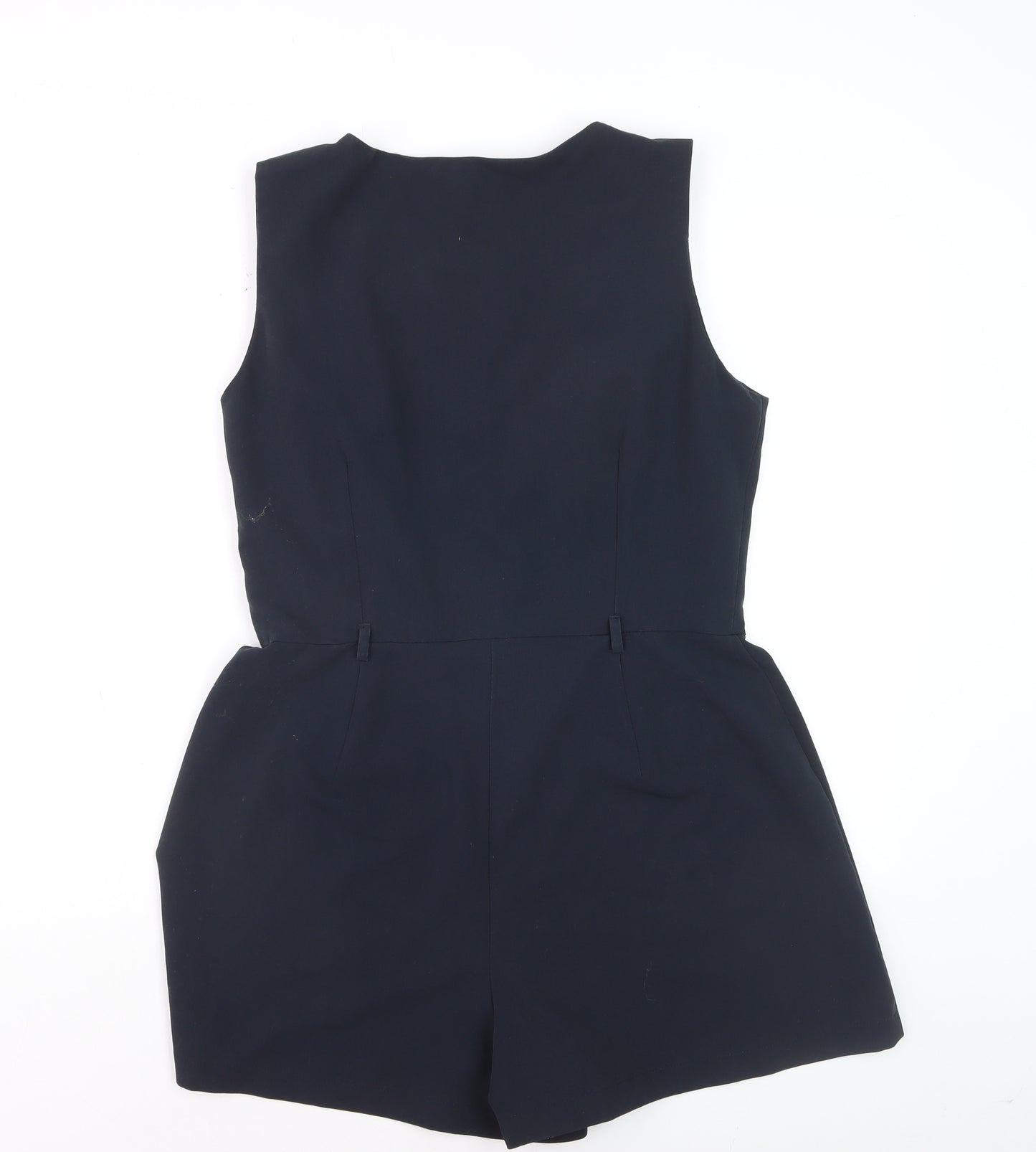 River Island Women's Blue Sleeveless Button Playsuit Size 16