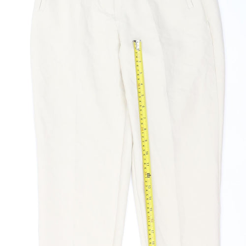 ZARA Women Ivory Tapered High Rise Trousers Size S