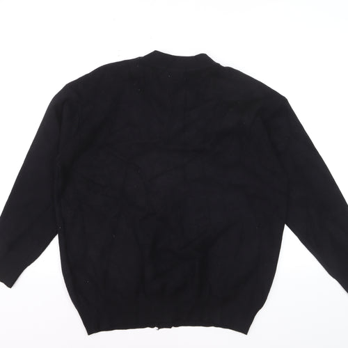 MOEWY Women's Black Beaded Heart Bow V-Neck Cardigan One Size