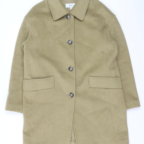 Marks and Spencer Women's Beige Wool Blend Mid-Length Overcoat Size 12