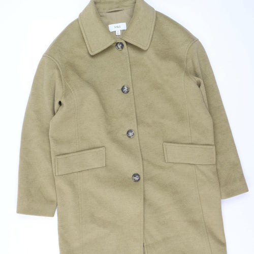 Marks and Spencer Women Beige Button Overcoat Size 10 Regular