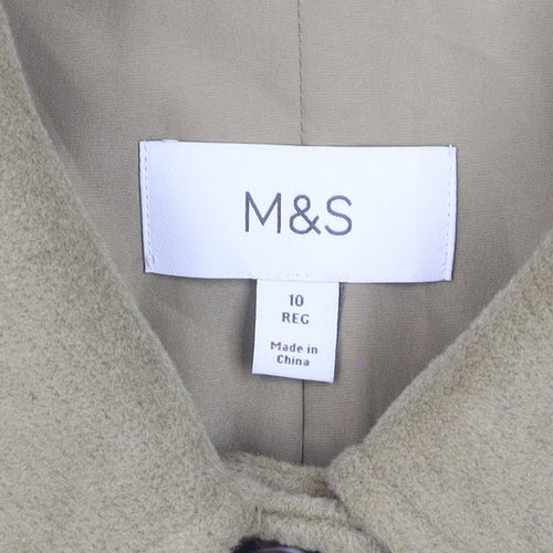 Marks and Spencer Women Beige Button Overcoat Size 10 Regular