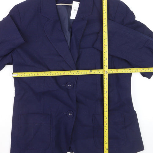 Classic Women's Blue Linen Blend Single-Breasted Blazer UK 14