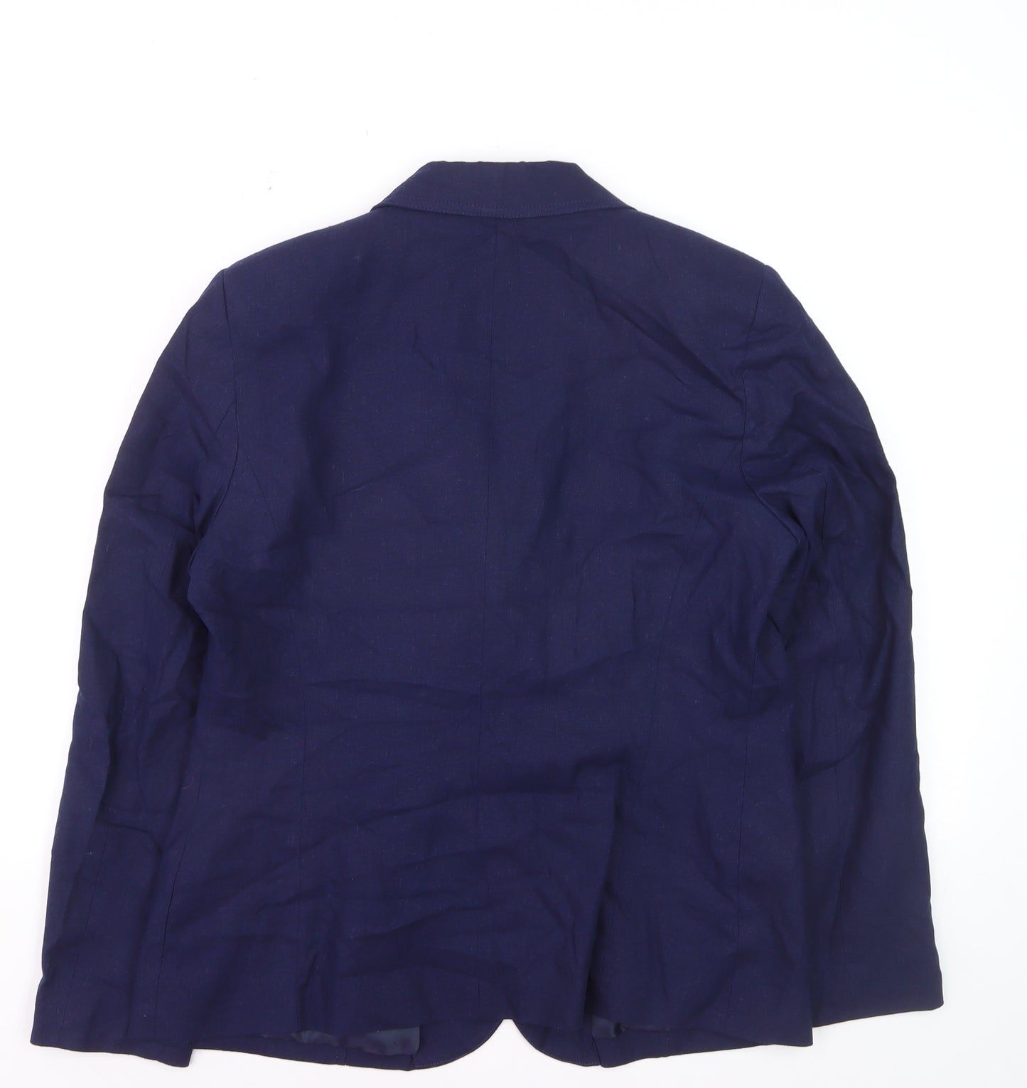 Classic Women's Blue Linen Blend Single-Breasted Blazer UK 14