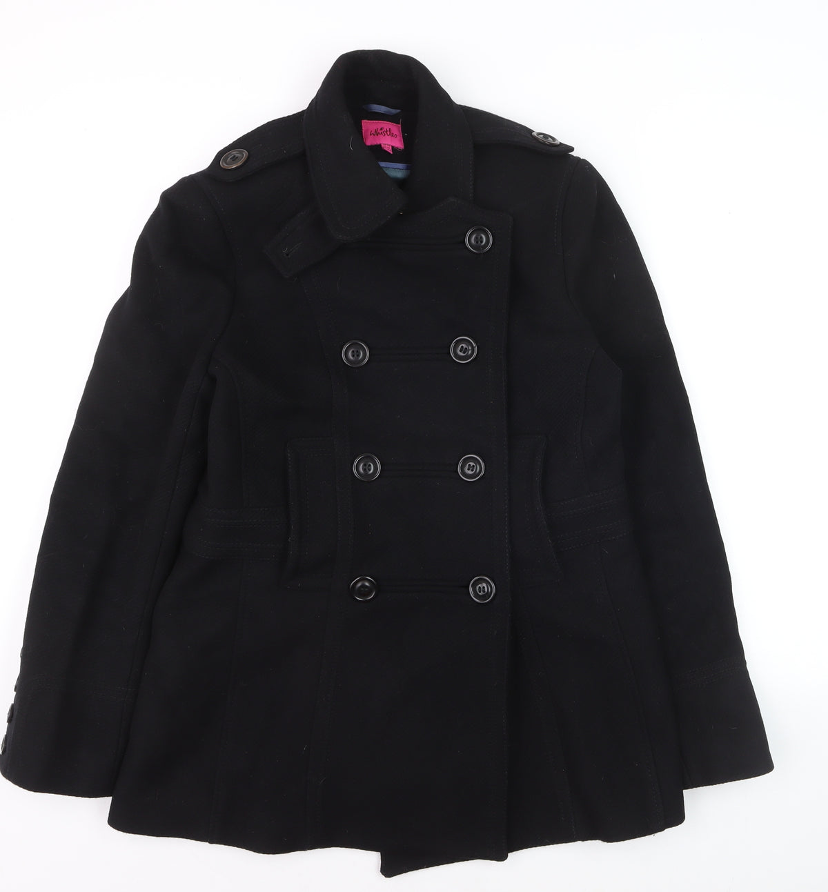 Whistles Women's Black Wool Pea Coat Size 14