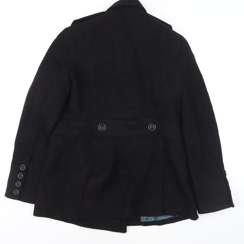 Whistles Women's Black Wool Pea Coat Size 14