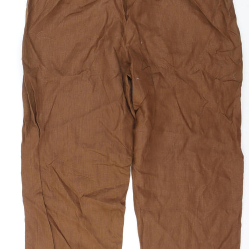 Nikki Valenti Women Brown Linen Trousers Size 20 Straight Fit