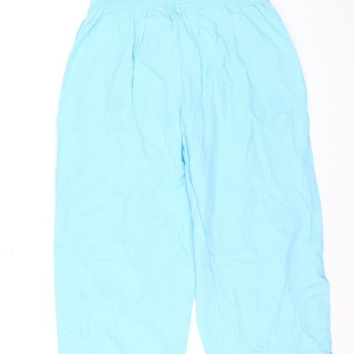 Jane Ashley Women’s Blue Cotton Capri Trousers XL with Embroidery