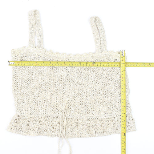 Pallas Original Women Beige Linen Hand Loomed Crochet Camisole M
