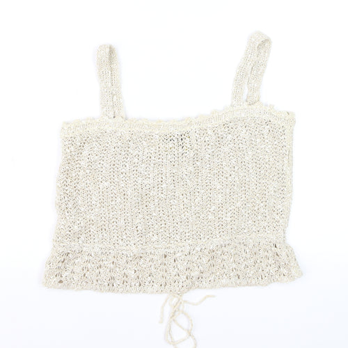 Pallas Original Women Beige Linen Hand Loomed Crochet Camisole M