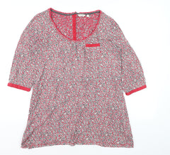 FatFace Women’s Red Floral Cotton Tunic Blouse Size 14
