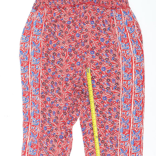 FatFace Women Red Floral Sleeveless Jumpsuit Size 16 Cotton Blend