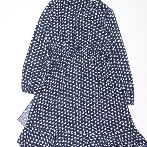 Mela London Women Blue Bird Print Wrap Dress Size 14