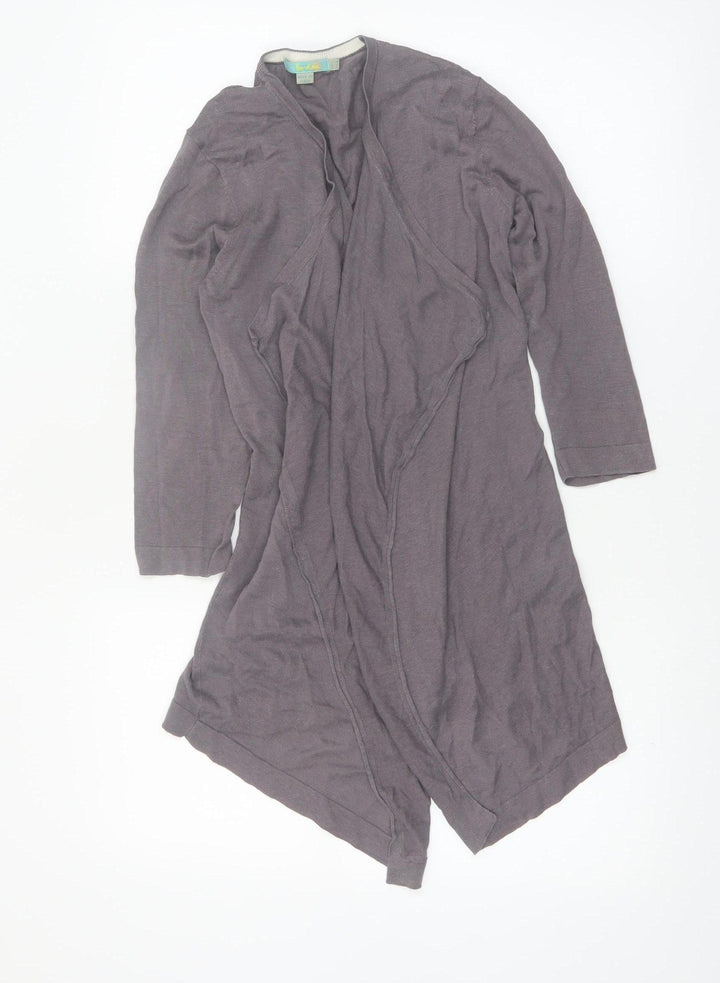 Boden Women's Grey Silk Linen Long Sleeve Open Cardigan Size 10