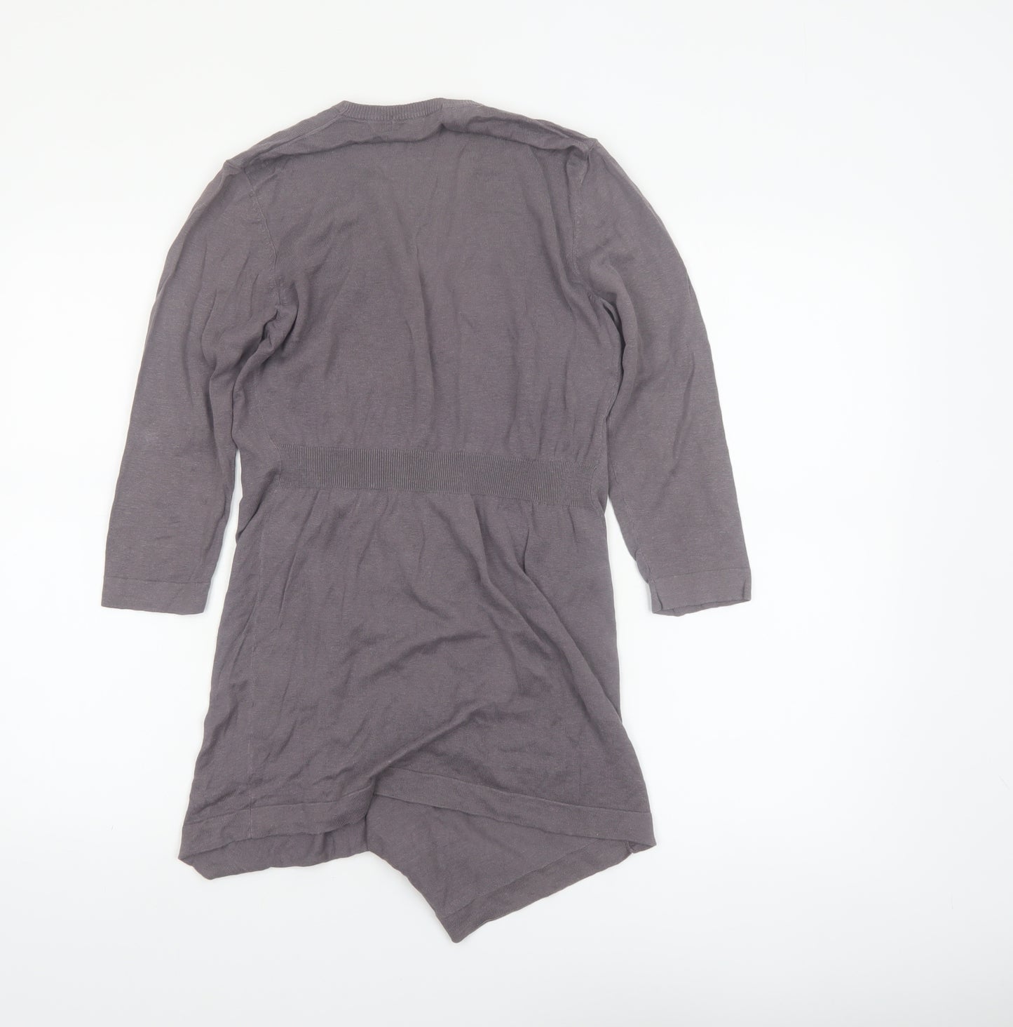 Boden Women's Grey Silk Linen Long Sleeve Open Cardigan Size 10