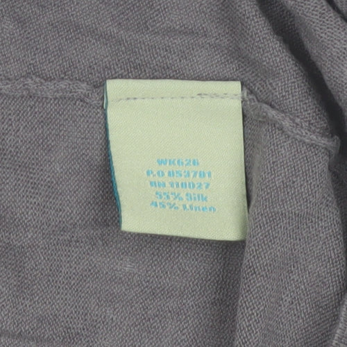 Boden Women's Grey Silk Linen Long Sleeve Open Cardigan Size 10