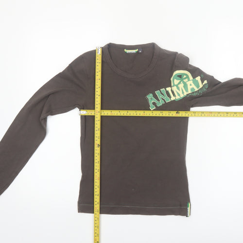 Animal Women's Brown Long Sleeve Cotton Stretch T-Shirt Size 8
