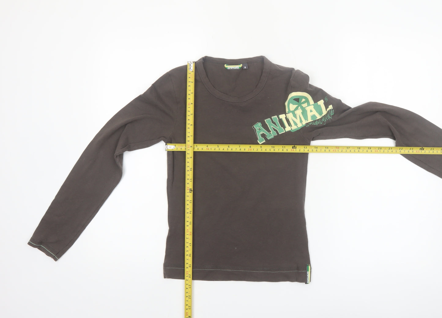 Animal Women's Brown Long Sleeve Cotton Stretch T-Shirt Size 8