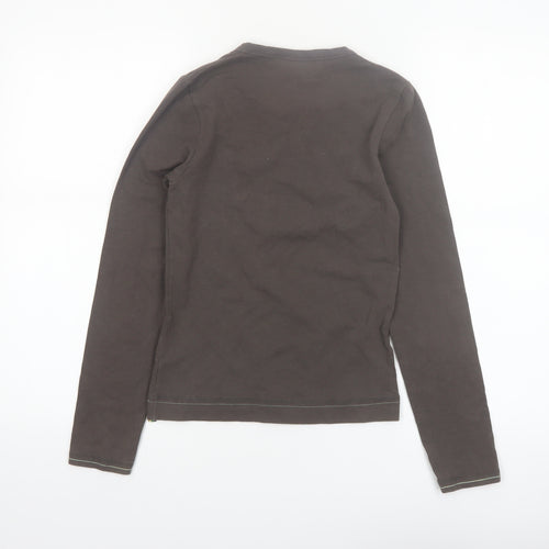 Animal Women's Brown Long Sleeve Cotton Stretch T-Shirt Size 8