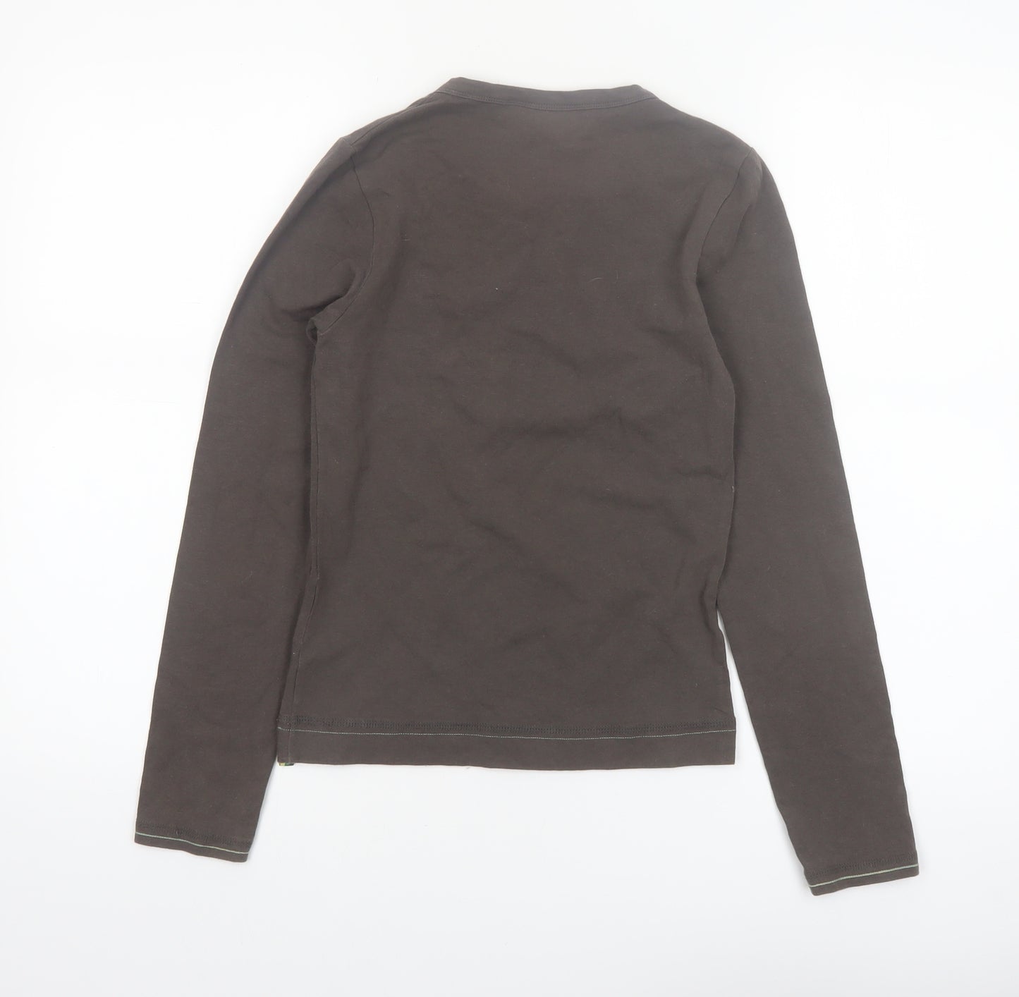 Animal Women's Brown Long Sleeve Cotton Stretch T-Shirt Size 8