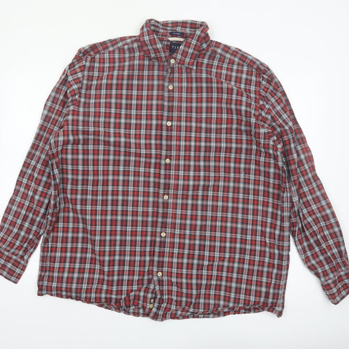GAP Men's Red Check Relaxed Fit Long Sleeve Cotton Button-Up Shirt XL