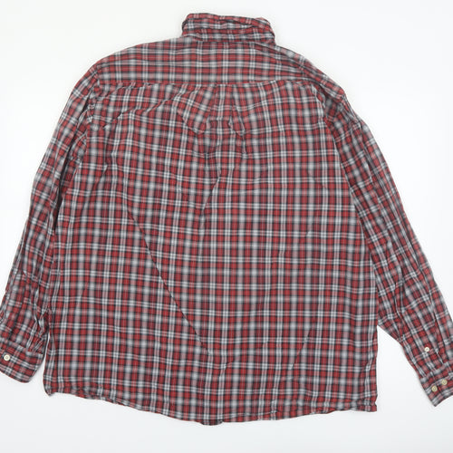 GAP Men's Red Check Relaxed Fit Long Sleeve Cotton Button-Up Shirt XL