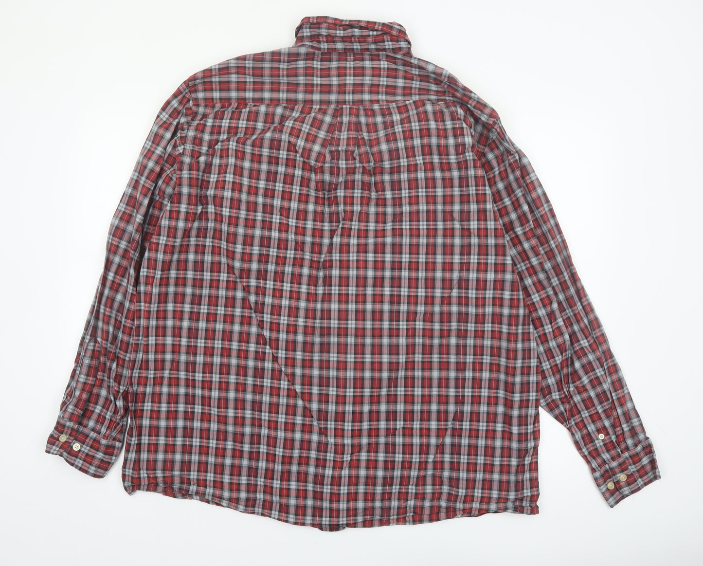 GAP Men's Red Check Relaxed Fit Long Sleeve Cotton Button-Up Shirt XL