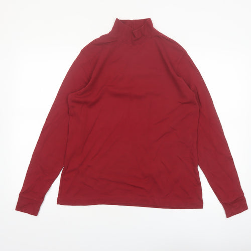 Lands' End Men's Red Relaxed Fit Roll Neck Long Sleeve Top Size S