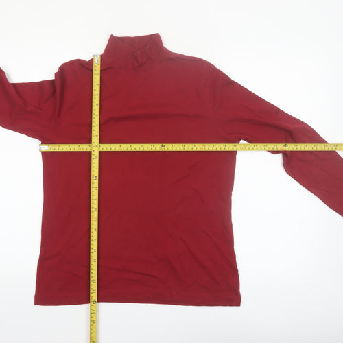 Lands' End Men's Red Relaxed Fit Roll Neck Long Sleeve Top Size S
