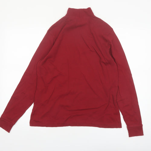 Lands' End Men's Red Relaxed Fit Roll Neck Long Sleeve Top Size S