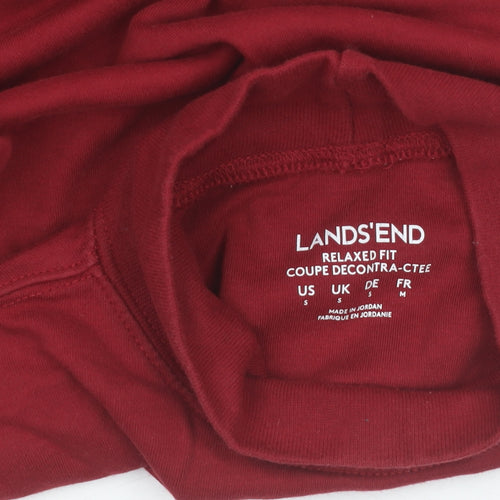 Lands' End Men's Red Relaxed Fit Roll Neck Long Sleeve Top Size S